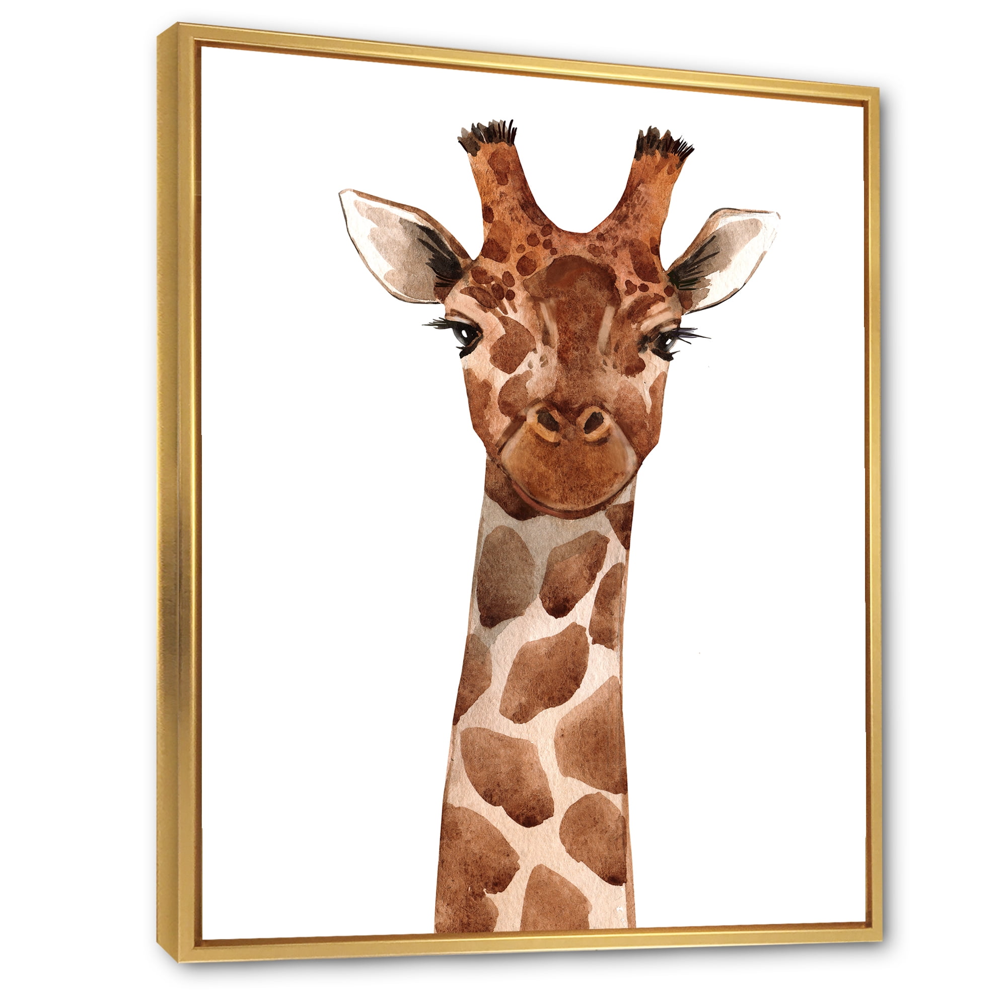Designart 'Close Up Portrait of A Giraffe XI' Farmhouse Framed Canvas Wall Art Print