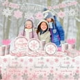 thumbnail image 2 of Winter Snowflake Plates and Napkins, Pink Winter Wonderland Baby Shower Decorations, A Little Snowflake  On the Way Baby Shower Paper Plates Napkins for Winter Onederland Party Supplies Serve20, 2 of 6