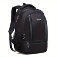 thumbnail image 3 of 1pc Simple Balck Backpack, Men's Students Schoolbag, Multi-layer Design Double Shoulder Bag With Large Capacity, Business Computer Bag Fits 16 Inch Laptop, Casual Travel Bag, 3 of 5