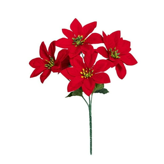 EZPXFCI Christmas Flowers 13.7 Inch Red Poinsettia Bushes Artificial Flowers Christmas Velvet Silk Poinsettias Flowers Floral for Xmas Tree Ornament Table Centerpiece Fillers Porch Decorations