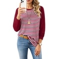 thumbnail image 3 of WIHOLL Women's Long Sleeve Shirts Fashion Striped Raglan T-Shirt Casual Loose Fit Crewneck Pullover Top 2026 Fall Sweatshirts for Women, 3 of 9