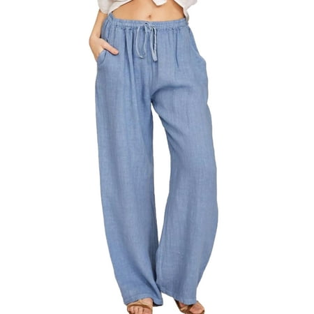

Beiwei Womens Pajama Lounge Pants with Pocket Casual Palazzo Wide Leg Pants Drawstring Pjs Bottoms Yoga Workout Jogger Trousers