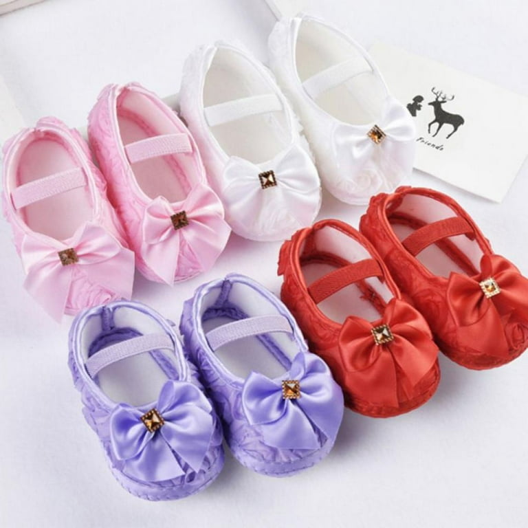 Bullpiano Baby Girl ShoesToddler Pre walker Shoes Rose Flowers Bow Princess Newborn Baby Soft Sole Shoes First Walkers