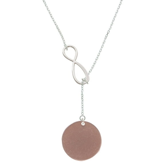 Delight Jewelry Acrylic 1 1/8" Disc Rose Goldtone Silver tone Elegant Infinity Lariat Necklace