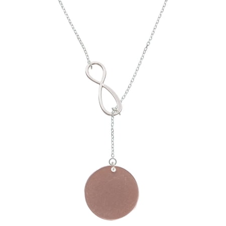 Delight Jewelry Acrylic 1 1/8" Disc Rose Goldtone Silver tone Elegant Infinity Lariat Necklace