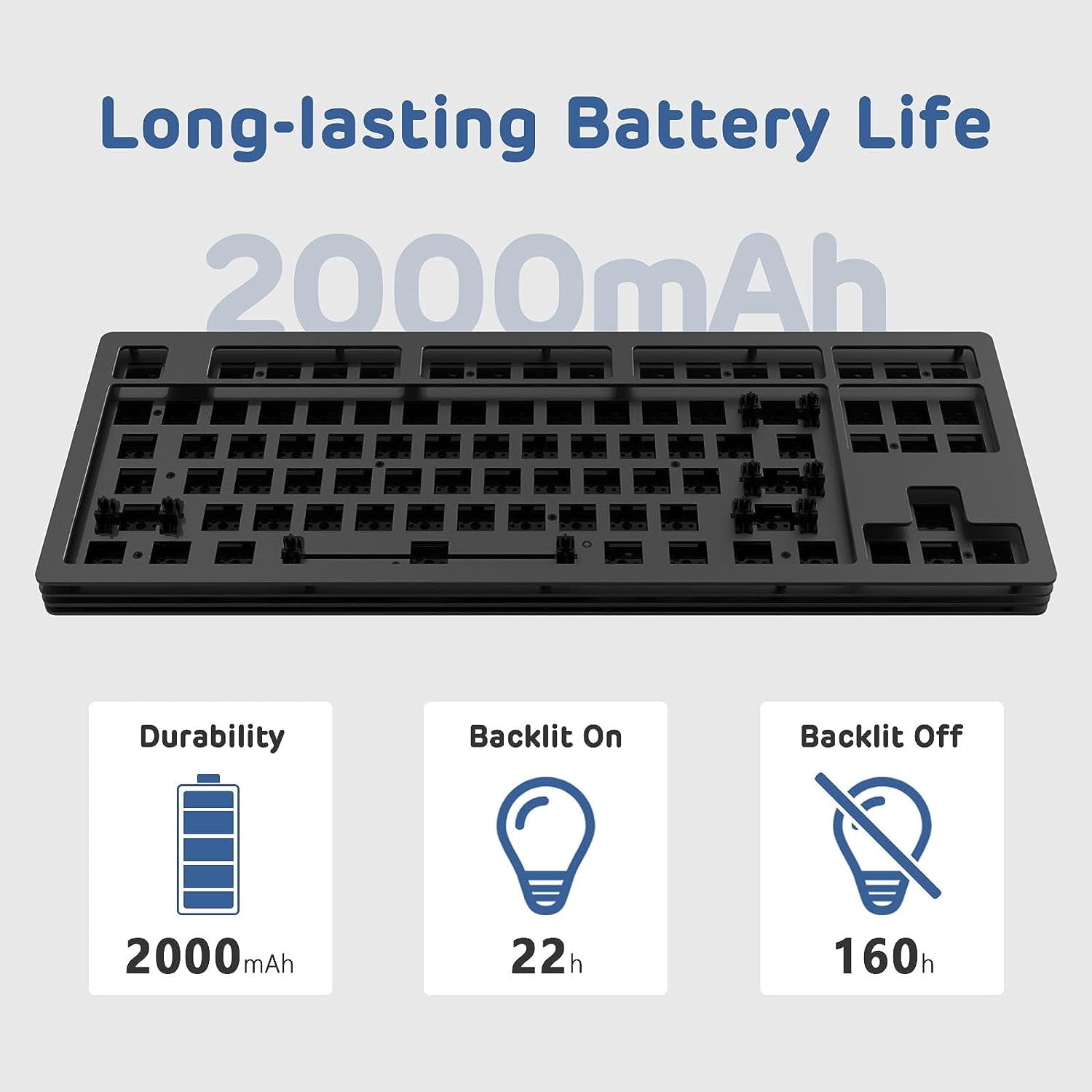 AKC087 75% Custom Keyboard Kit, 87 Keys Hot Swappable 5.0/2.4G/Wired TKL Mechanical Gaming Keyboard PCB Mounting Plate Kit, RGB Backlit Compatible with 3/5Pin Gateron/Cherry/Kailh/Otemu Switches
