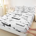 thumbnail image 3 of Homewish Retro Sirplane Twin Sheet Sets,Vintage Aircraft Theme Twin Fitted Sheet,White Black Gray Flat Sheet For Boys Teens,Super Cozy Room Decor,3-Piece, 3 of 7