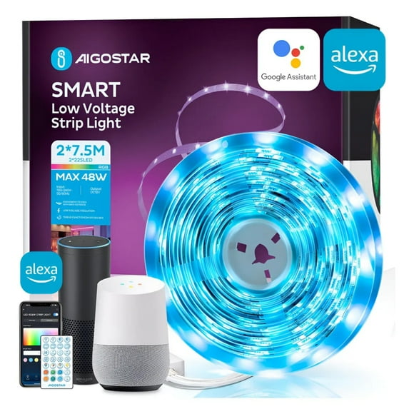 Tira Led Rgb Inteligente 48w, 2 X 7.5m Con Control Remoto