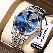 Poedagar Luxury men wristwatch business waterproof luminous date week Man Watch stainless steel band Men's quartz watches sports