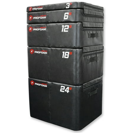 Meister PROFOAM™ Plyo Boxes - Foam Plyometric Jump Boxes for Professional Gyms - Black - 5 Box Set (24", 18", 12", 6", 3")