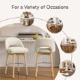 thumbnail image 3 of ReNest 27" Swivel Bar Stools, Upholstered Barstools with Wood Legs & Footrest, Counter Height Stools for Kitchen Island & Home Bar, Cream Fabric, Set of 4, 3 of 14