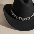 thumbnail image 5 of Slccxzc Vintage Western Cowboy Hat with Rhinestone Tassel, Wide Brim Country Concert Headwear, 5 of 7