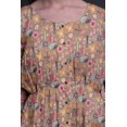 thumbnail image 3 of Bimba Brown Artistic Dragonfly & Floral Printed Relaxed Fit Women Long Sleeve Button Down Midi Dress-XXX-Large, 3 of 7