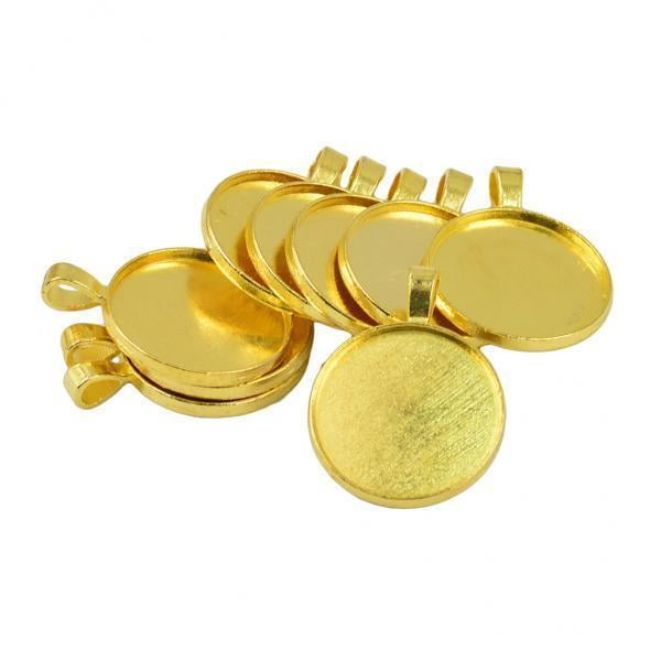 Base de Bandeja de bisel Redondo Zulema en blanco de 2x10 piezas para Colgante de cabujón Dorado de 25 mm