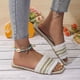 thumbnail image 2 of Bmisegm Women Sandals Fashionable New Pattern Color Block Square Toe Open Toe Breathable Flat Bottom Comfortable Summer Casual Beach Shoes Womens Sandals Summer Beige 9, 2 of 9