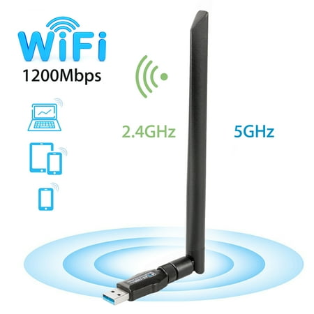 1200Mbps Wireless USB Wifi Adapter,TSV WiFi Adapter for Desktop/Laptop,802.11 ac/a/b/g/n,Dual Band 2.4GHz/300Mbps+5GHz/867Mbps,5 dBi High Gain Antenna WiFi Dongles,Support Windows (Best Wireless Ac Usb Adapter)