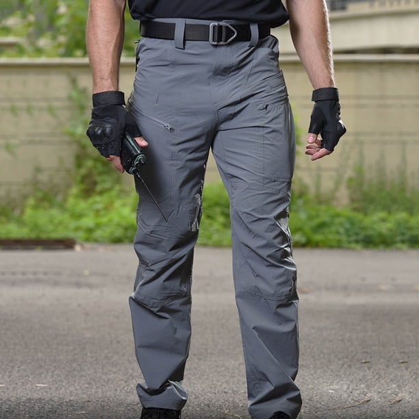 Pantalones largos para hombre, estilo casual, de moda, color liso, para exteriores, deportivos, blusa con cremallera y múltiples bolsillos, pantalones de poliéster para hombre.
