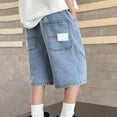 thumbnail image 5 of Gingham Shorts Toddler Boys Baggy Jorts Loose Wide Leg Ripped Jean Shorts Knee Length Elastic Waist Casual Kids Denim Shorts Size 10-12, 5 of 9