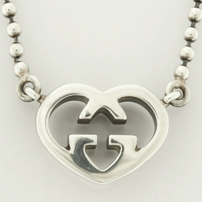 Authenticated Used GUCCI Gucci SV925 Necklace Heart GG Interlocking G  Silver Ladies 925
