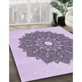 thumbnail image 3 of Ahgly Company Machine Washable Indoor Round Transitional Purple Flower Purple Area Rugs, 5' Round, 3 of 7