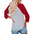 thumbnail image 1 of Camiseta de mezcla de algodón con cuello redondo, camisetas informales de manga 3/4, camiseta interior holgada informal de manga 3/4, ropa Prendas para la parte del cuerpo Manga 3/4 roja XXL, 1 of 6
