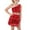 Red, variant on LRen Girls Sequin Dance Outfit Two Piece Stretchy Performance Comfort Fit Top And Skirt Set For Party Shows