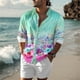 thumbnail image 1 of Camisas de verano para hombre nuevas de 2024, de moda e informales, de color sólido, con empalme, estampado, con botones de solapa, ropa de calle de alta calidad, 1 of 6
