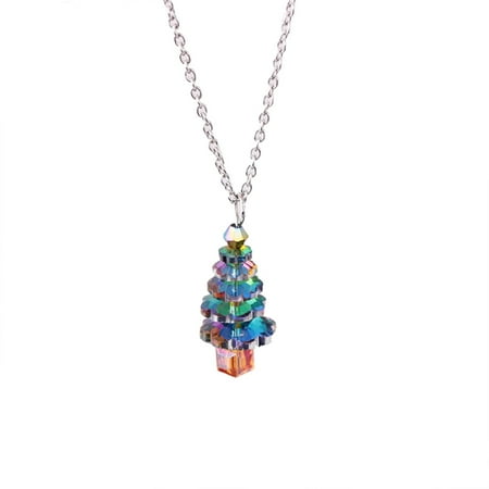 Christmas Tree Jewellery FAGINEY Women Glass Crystal Christmas Tree Pendant Alloy Necklace Jewelry, Jewelry Necklace, Gift Necklace ()