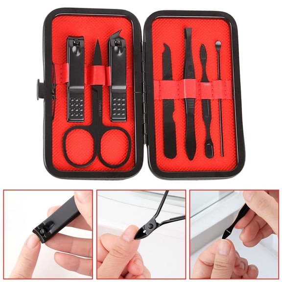7pcs Nail Care Kit for Grooming, Pedicure and Manicure-Red