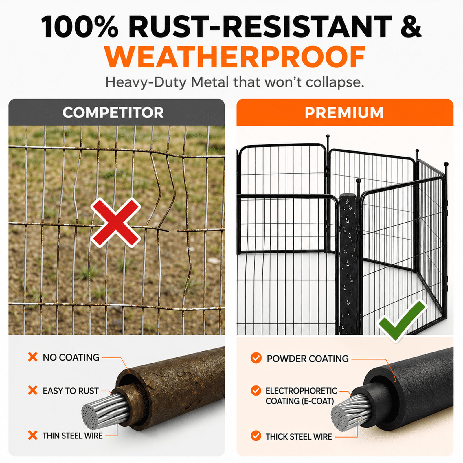 Dog Playpen for Small/Medium Dogs - 32 inch 8 Panels Heavy Duty Metal Puppy Fence Outdoor Indoor with Door, Anti-Rust Foldable Puppy Pen Pet Enclosure, Portable Exercise Kennel for Camping, Yard, RV