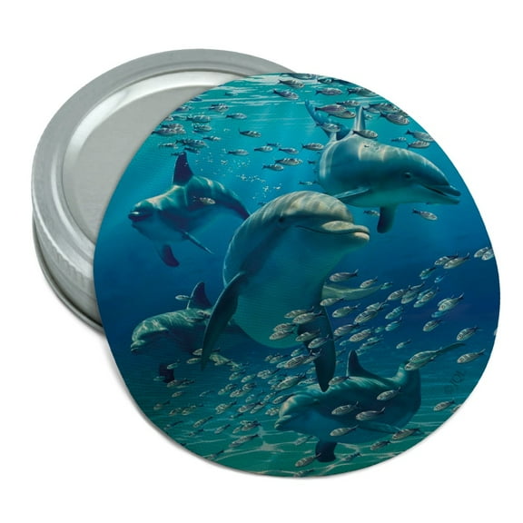 Dolphins Pod Underwater Diving Ocean Round Rubber Non-Slip Jar Gripper Lid Opener