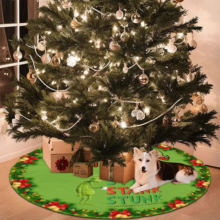 How The Grinch Stole Christmas Christams Tree Skirts Mat Cartoon Cute Christmas Tree Skirt for Xmas Decorations Tree Skirt 30 inch 5
