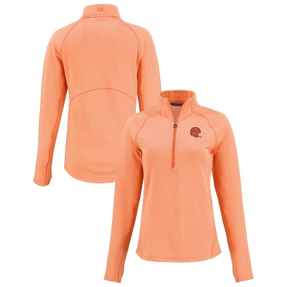 Women's Cutter & Buck Heather Orange Cincinnati Bengals  Peshastin Eco Fleece Recycled Tri-Blend Raglan Half-Zip Jacket