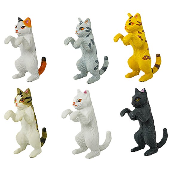 Masteelf 6pcs Cat Statue Decor Cat Figurine Landscaping Bonsai Craft Decor Cake Topper For Diy School Project Landscape Bonsai