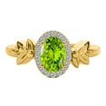 thumbnail image 3 of AoneJewelry Oval Shape Peridot and Diamond Ring In 10K Solid Rose, White & Yellow Gold, 3 of 5