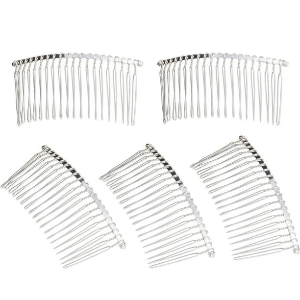 Peinetas para el cabello para mujer, accesorios, peineta de metal para novia, 20 dientes, peine decorativo para velo de boda para mujeres y niñas, cabello fino (plata) JM Accesorios para el cabello