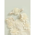thumbnail image 6 of Suealasg 0-18M Baby Girls Romper 2pcs Infant Newborn Summer Clothes Sleeveless Lace Flowers Embroidery Mesh Jumpsuits Headband, 6 of 9