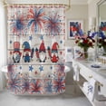 thumbnail image 4 of Independence Day Shower Curtain, 36" x 72", American Flag Gnome Red Blue Fireworks Wood Grain Waterproof Bathroom Curtain Washable Shower Curtain Set with 12 Hooks, 4 of 9