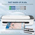thumbnail image 2 of Laminator Machine A3, 9 in 1 Desktop Thermal Laminator Portable 13 IN Laminater with 40 Laminating Pouches, Paper Trimmer and Corner Rounder, 1Min Fast Warm-Up Home Office School Use, White, 2 of 2