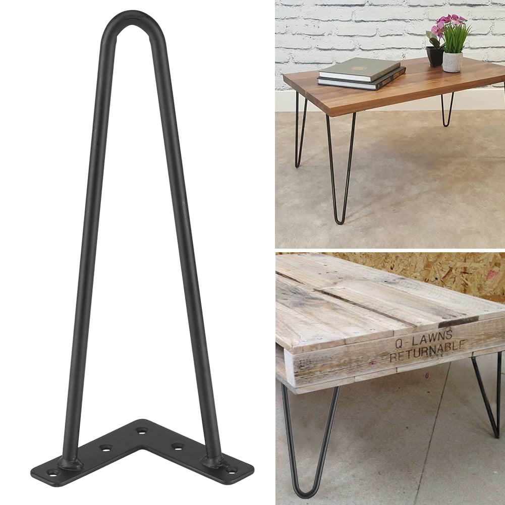 Set of 4 Black Hairpin Coffee Table Leg Solid Iron Metal Bar Desk Legs 6"-34" 