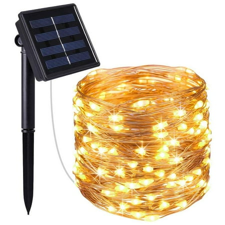 Garden Decorative Lights Solite Solar Powered String Lights, 100 LED Copper Wire Lights, Starry String Lights, Indoor/ Outdoor Waterproof Solar Decoration Lights for Gardens, Home, Party Decorative Ornaments (Warm White) ()