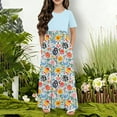 thumbnail image 6 of Easter Outfits for Girls Easter Bunny Egg Printed Short Sleeved Dress Printed Double Pocket Dress Casual Long Skirt 4-14Y Light Blue 9-10 Years, 6 of 6