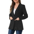 thumbnail image 4 of INSPIRE CHIC Women's Blazer Lapel Collar One Button Faux Suede Dressy Suit Jacket M Black, 4 of 6