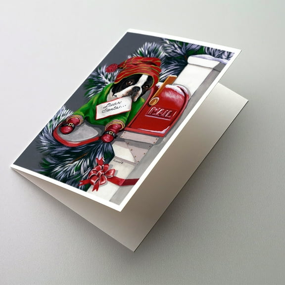 Boston Terrier Letter to Santa Christmas Greeting Cards and Envelopes Pack of 8