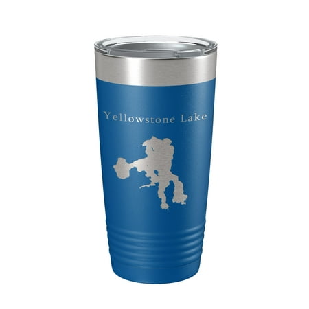 

Yellowstone Lake Map Tumbler Travel Mug Insulated Laser Engraved Coffee Cup Wyoming 20 oz Royal Blue