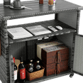 thumbnail image 3 of Outdoor Bar Cart, Rolling Rattan Beverage Bar Counter Table Portable Table and Storage Cabinet with Wheels for Garden Poolside Party Backyard, 3 of 7