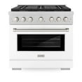 thumbnail image 2 of ZLINE 36 in. 5.2 cu. ft. Paramount Gas Range with 6 Burner Cooktop and Convection Gas Oven in DuraSnow Stainless Steel with White Matte Door (SGRS-WM-36), 2 of 2