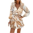 thumbnail image 1 of Birdeem Robe d'Été Décontractée à Manches Longues Col en V avec Ceinture Élastique pour Femmes, 1 of 6