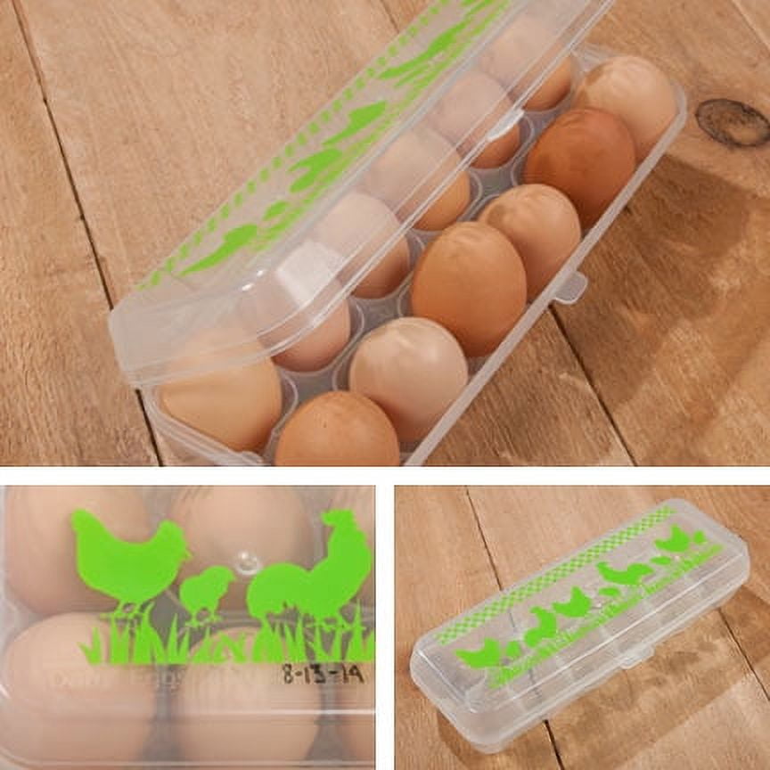 Lixit Chicken Plastic Egg Carton, BPA Free, Green, Holds 12 Eggs