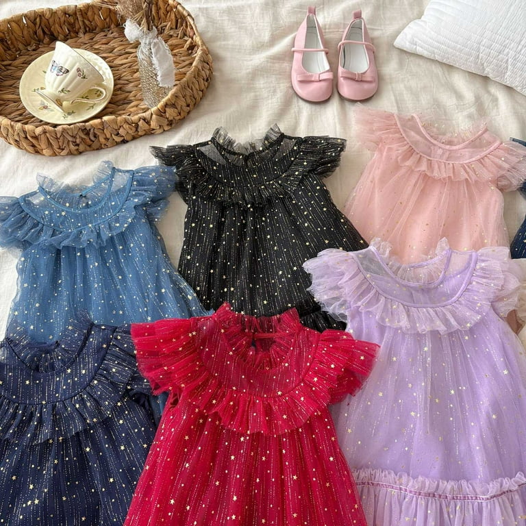 Rhuody Summer Girls Dress Round Neck Toddler Fly Sleeve Star Moon Sequin Dress Dance Party Ruffles Sundress Fashion Wear Red 2-3 Years Rhuody Summer Girls Dress Round Neck Toddler Fly Sleeve Star Moon Sequin Dress Dance Party Ruffles Sundress Fashion Wear Red 2-3 Years